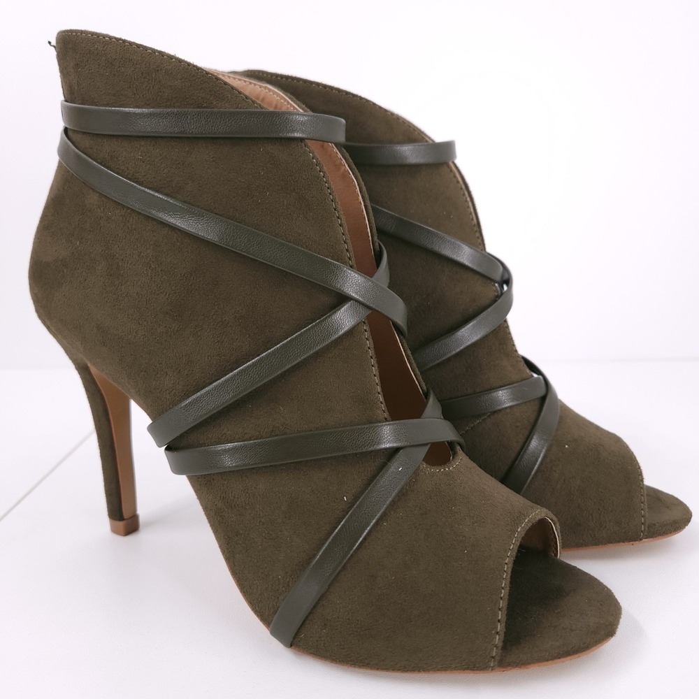 Journee Collection Samara Ankle Strappy Stiletto Heel‎ Peep Toe Olive Womens 7